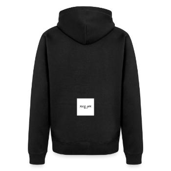 Fuck OFF hell - Unisex Premium Bio Zip Hoodie - Schwarz - Hinten - Nico (187cm)