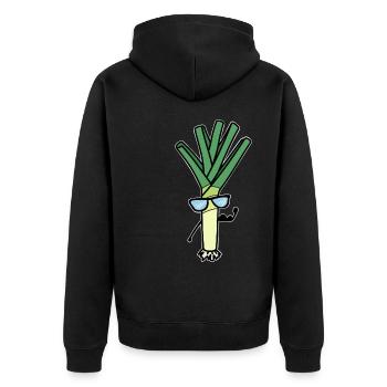 Leek - Unisex Premium Organic Zip Hoodie - black - Back - Nico (187cm)