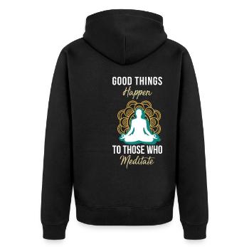 Meditation, Zen Yoga and Pilates - Unisex Premium Organic Zip Hoodie - black - Back - Nico (187cm)