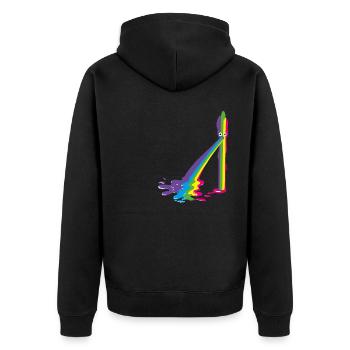 spargel, regenbogen,kotzender spargel, bunt - Unisex Premium Bio Zip Hoodie - Schwarz - Hinten - Nico (187cm)