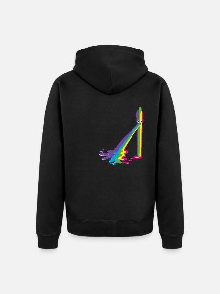 spargel, regenbogen,kotzender spargel, bunt - Unisex Premium Bio Zip Hoodie - Schwarz