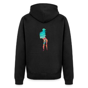Deep Sea Divers and Divers PopArt - Unisex Premium Organic Zip Hoodie - black - Back - Nico (187cm)