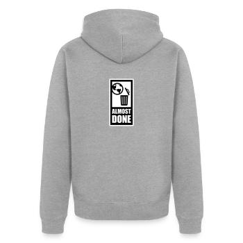 almost done - Unisex Premium Organic Zip Hoodie - heather grey - Back - Nico (187cm)