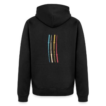 Samurai Japan Katana Ninja Schwert retro Vektor 5 - Unisex Premium Bio Zip Hoodie - Schwarz - Hinten - Nico (187cm)