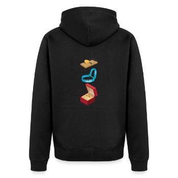 moderne Falle - Unisex Premium Bio Zip Hoodie - Schwarz - Hinten - Nico (187cm)