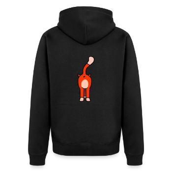 Stehende Lustige Katze von Hinten Rückseite Arsch - Unisex Premium Bio Zip Hoodie - Schwarz - Hinten - Nico (187cm)