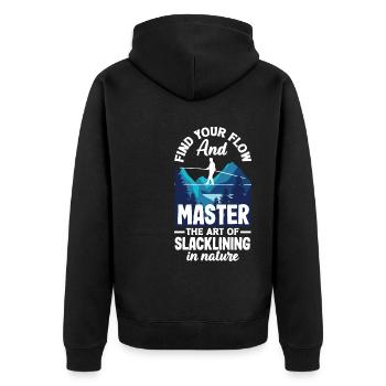 Find your flow and master the art of slacklining - Unisex Premium Organic Zip Hoodie - black - Back - Nico (187cm)