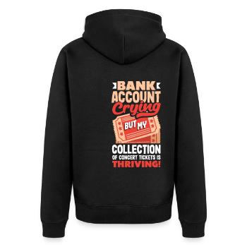 Bank Account Crying, Concert Ticket Collection - Unisex Premium Bio Zip Hoodie - Schwarz - Hinten - Nico (187cm)