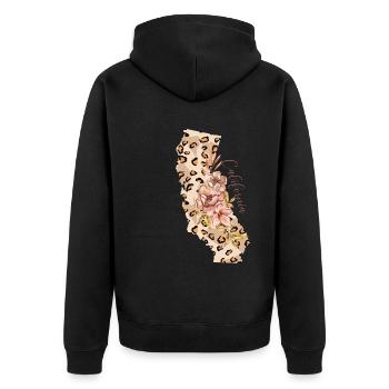 Kalifornien Leopard Staat Kalifornien - Unisex Premium Bio Zip Hoodie - Schwarz - Hinten - Nico (187cm)