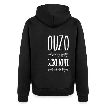 Funny Greek Saying Greece Gift - Unisex Premium Organic Zip Hoodie - black - Back - Nico (187cm)