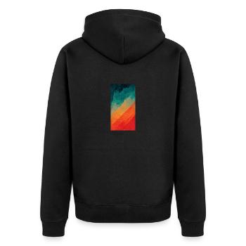 Von Blau zu Rot - Unisex Premium Bio Zip Hoodie - Schwarz - Hinten - Nico (187cm)