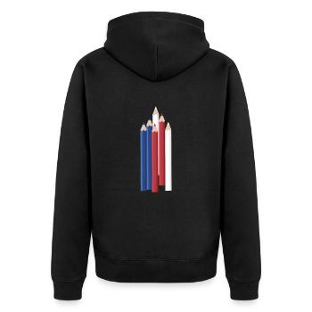 Drawer Us Flag Drawing - Unisex Premium Bio Zip Hoodie - Schwarz - Hinten - Nico (187cm)