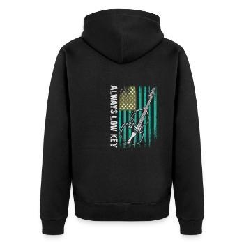 Plus de contrebasse basse avec drapeau américain - Veste à capuche bio Premium Unisexe - noir - Dos - Nico (187cm)