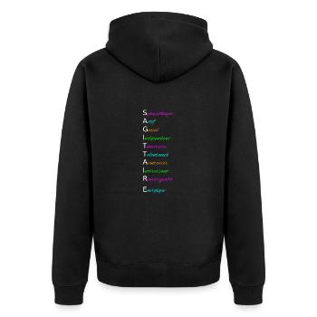 SAGITTAIRE Sympathique Actif Génial Indépendant - Veste à capuche bio Premium Unisexe - noir - Dos - Nico (187cm)