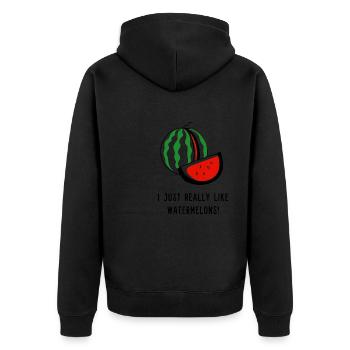 Wassermelonen Sommer Tropische Früchte Melonen - Unisex Premium Bio Zip Hoodie - Schwarz - Hinten - Nico (187cm)