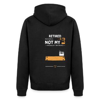 Retired Mechanic Not My Problem... - Unisex Premium Bio Zip Hoodie - Schwarz - Hinten - Nico (187cm)
