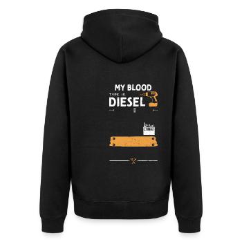 Mon groupe sanguin est Diesel - Handyman - Veste à capuche bio Premium Unisexe - noir - Dos - Nico (187cm)