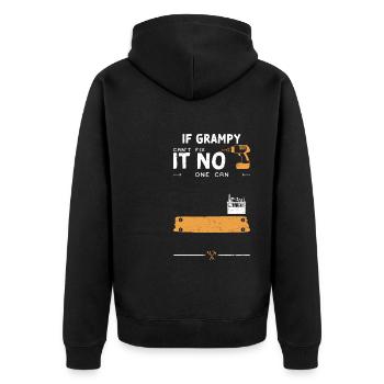 If Grampy Can't Fix It No One Can - Unisex Premium Bio Zip Hoodie - Schwarz - Hinten - Nico (187cm)
