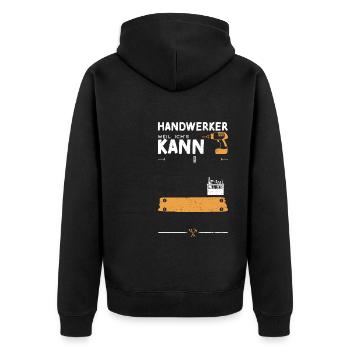 Handwerker Weil Ich's Kann - Unisex Premium Bio Zip Hoodie - Schwarz - Hinten - Nico (187cm)