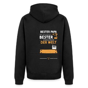 Bester Papa Und Gleichzeitig Bes... - Unisex Premium Bio Zip Hoodie - Schwarz - Hinten - Nico (187cm)