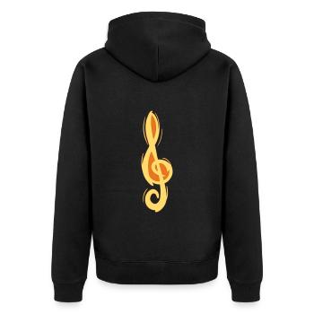 Geigenschlüssel G, handgezeichnet. Musiker - Unisex Premium Bio Zip Hoodie - Schwarz - Hinten - Nico (187cm)