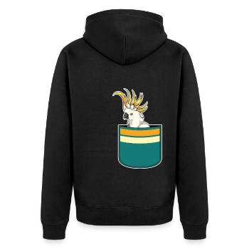 Vogelliebhaber Papagei Geschenk Brusttasche Kakadu - Unisex Premium Bio Zip Hoodie - Schwarz - Hinten - Nico (187cm)