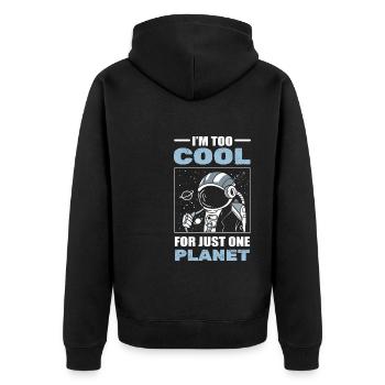 Astronautenplanet Luft- und Raumfahrtingenieure - Unisex Premium Bio Zip Hoodie - Schwarz - Hinten - Nico (187cm)