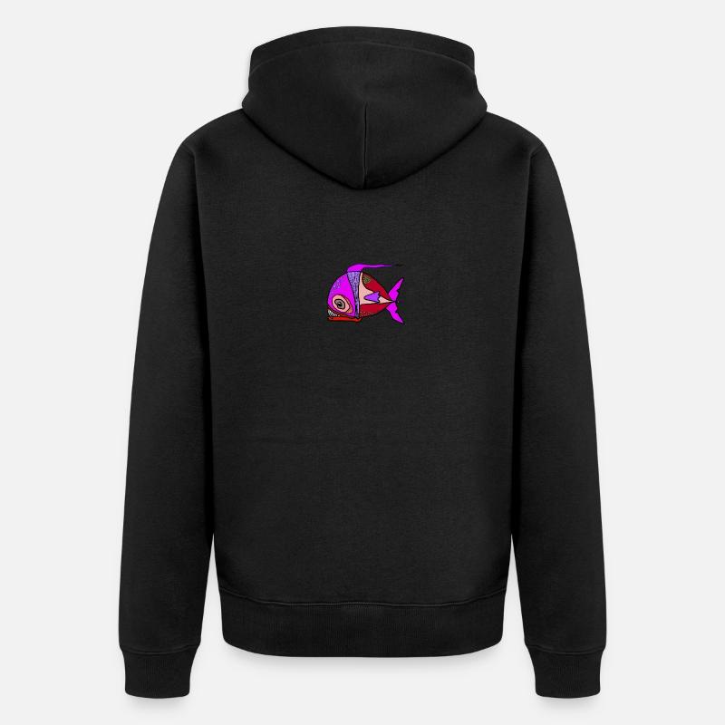 Bunter Surrealfisch Patchwork - Unisex Premium Bio Zip Hoodie - Schwarz