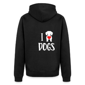 Ich liebe Hunde - Unisex Premium Bio Zip Hoodie - Schwarz - Hinten - Nico (187cm)