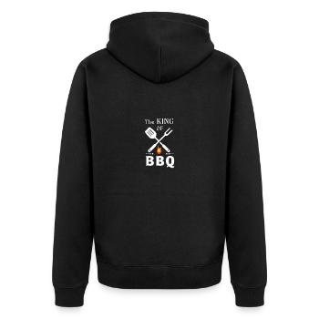 Der König des Grillens - Unisex Premium Bio Zip Hoodie - Schwarz - Hinten - Nico (187cm)