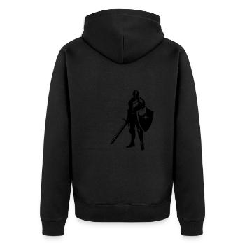 Ritter mit Schwert und Schild - Unisex Premium Bio Zip Hoodie - Schwarz - Hinten - Nico (187cm)