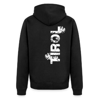 Tirol - Unisex Premium Bio Zip Hoodie - Schwarz - Hinten - Nico (187cm)