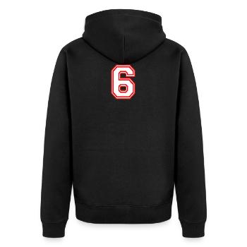 COOL RETRO STYLE SHIRT NUMBER SIX 6 LUCKY NUMBER - Unisex Premium Organic Zip Hoodie - black - Back - Nico (187cm)