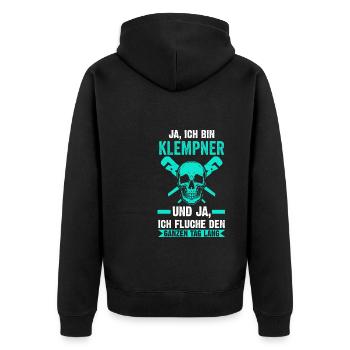 Klempner Beruf Installateur Geschenk - Unisex Premium Bio Zip Hoodie - Schwarz - Hinten - Nico (187cm)