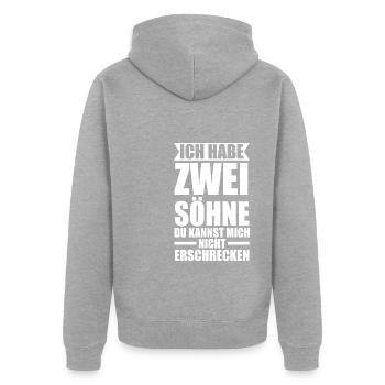 2 Söhne Familie Mama von 2 Söhnen Geschenk - Unisex Premium Bio Zip Hoodie - Grau meliert - Hinten - Nico (187cm)