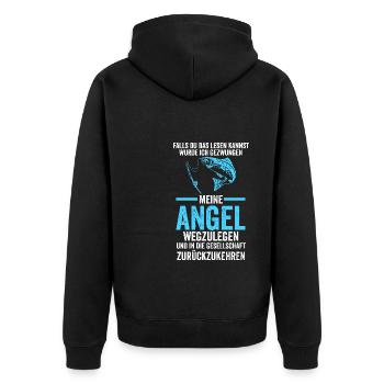 Angeln Fische Angler Geschenk - Unisex Premium Bio Zip Hoodie - Schwarz - Hinten - Nico (187cm)