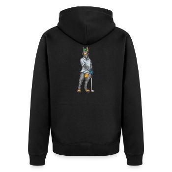 Dobermann Golf Golfschläger - Unisex Premium Bio Zip Hoodie - Schwarz - Hinten - Nico (187cm)