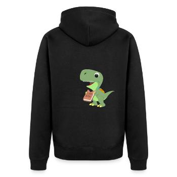 Dinosaurier frisst Klassenbuch für Lehrer Schüler - Unisex Premium Bio Zip Hoodie - Schwarz - Hinten - Nico (187cm)
