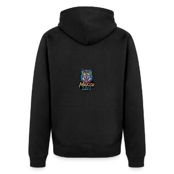 Mexiko 2025 Party Wolf - Unisex Premium Bio Zip Hoodie - Schwarz - Hinten - Nico (187cm)