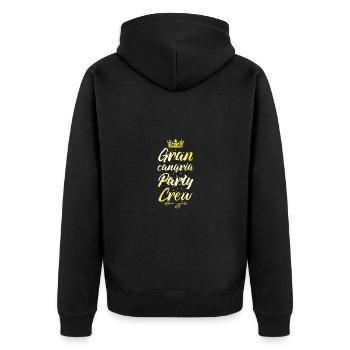 Gran Canaria Party Crew Krone - Unisex Premium Bio Zip Hoodie - Schwarz - Hinten - Nico (187cm)