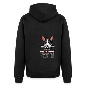 Ohne Welsh Corgi ist alles doof - Unisex Premium Bio Zip Hoodie - Schwarz - Hinten - Nico (187cm)