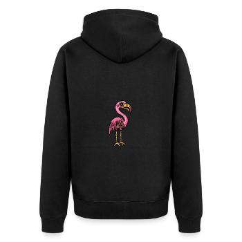 Flamingo Halloween Tier - Unisex Premium Bio Zip Hoodie - Schwarz - Hinten - Nico (187cm)
