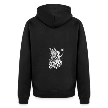 Filigree fairy with wings and magic wand - Unisex Premium Organic Zip Hoodie - black - Back - Nico (187cm)