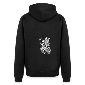 Fantasievolle Fee mit kunstvollen Flügeln - Unisex Premium Bio Zip Hoodie - Schwarz - Hinten - Nico (187cm)