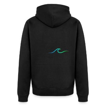 Welle wave Surfen - Unisex Premium Bio Zip Hoodie - Schwarz - Hinten - Nico (187cm)