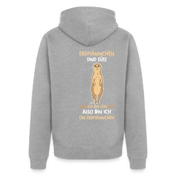 Erdmännchen - Unisex Premium Bio Zip Hoodie - Grau meliert - Hinten - Nico (187cm)