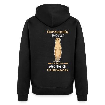 Erdmännchen - Unisex Premium Bio Zip Hoodie - Schwarz - Hinten - Nico (187cm)