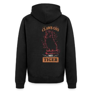 mein Tiger ist eine starke und stolze Katze - Unisex Premium Bio Zip Hoodie - Schwarz - Hinten - Nico (187cm)