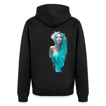 ethereal half-body portrait of a woman water F - Unisex Premium Organic Zip Hoodie - black - Back - Nico (187cm)
