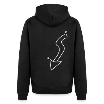 Pfeil Zeichnung Skizze weiß - Unisex Premium Bio Zip Hoodie - Schwarz - Hinten - Nico (187cm)